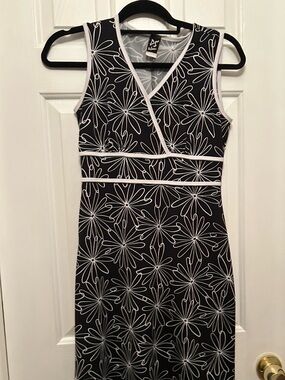 P.S. Collection Black & White Floral Surplice Dress